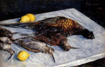 Gustave Caillebotte œuvres - Gibier Oiseaux Et Citrons Nature morte Gustave Caillebotte